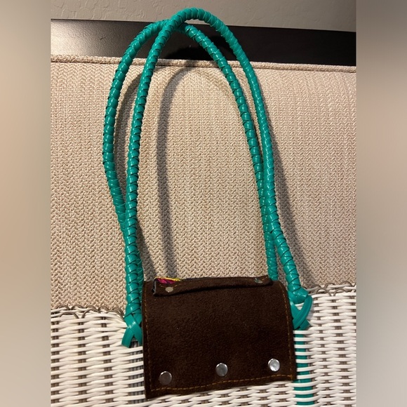 Summer Beach Straw bag with leather and tapestry closure snap - Picture 6 of 9